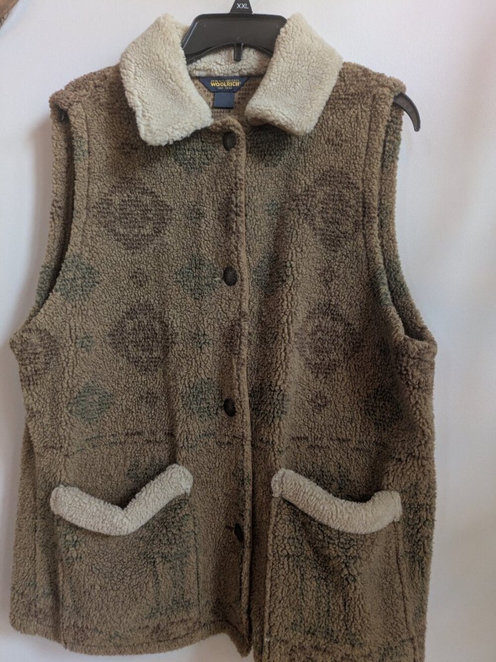 john rich and bros. wollrich womens brown fleece vest pockets size L #527